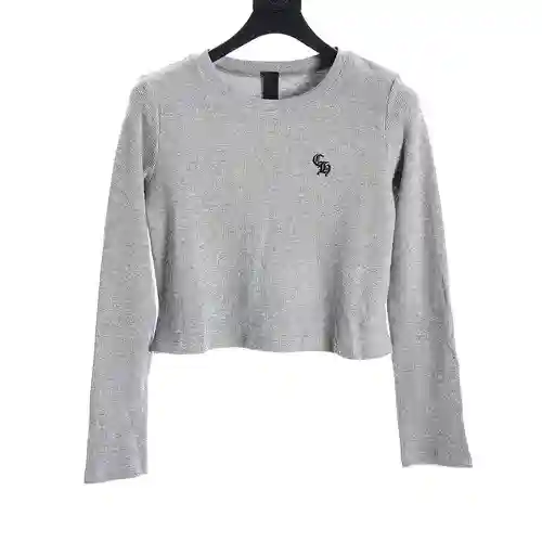 CH/Cro Heart waffle embroidered long-sleeved T-shirt