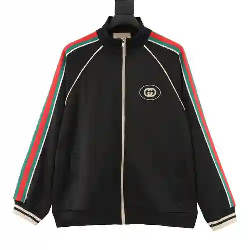 Chaqueta con cremallera y parche de cincha a rayas de colores de G Home
