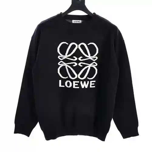LOE*WE crew neck sweater with large logo embroidered on the chest