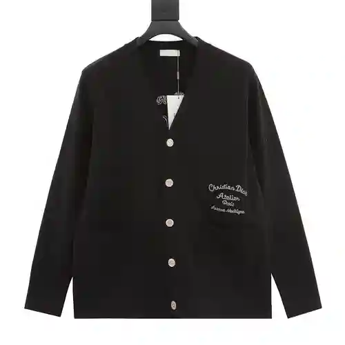 CD 23Fw front and back signature embroidered cardigan sweater