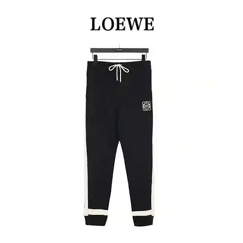 Loe*we/Luo Yiwei 23Fw color-blocked braided webbing embroidered round neck suit trousers