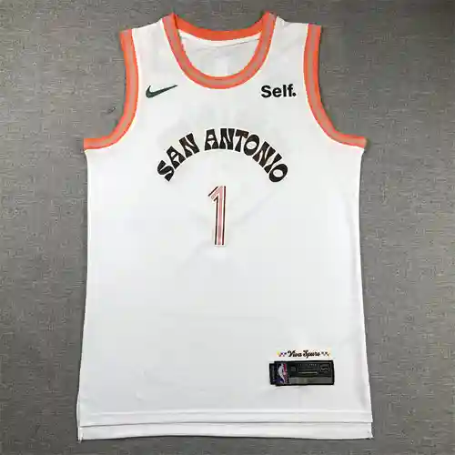 Camiseta blanca de los Spurs No. 1 Wenbanyama edición City de la 24.a temporada