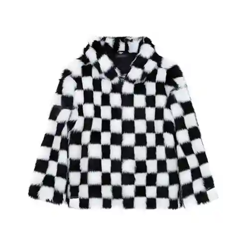 Chaqueta con capucha de pelo de conejo a cuadros en toda la prenda LV/Louis Vuitton Checkerboard