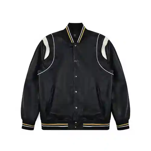 GVC/Givenchy single-breasted leather baseball jacket