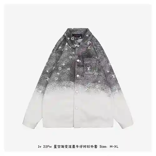 1v 23Fw starry sky gradient splash ink denim shirt jacket