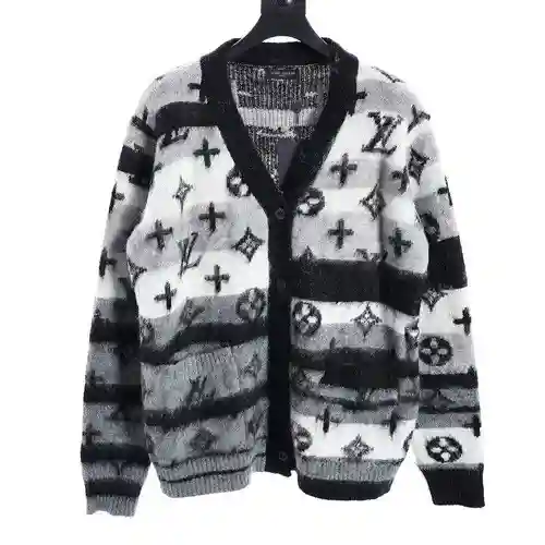 Cárdigan LV presbicia de punto de mohair a rayas degradadas