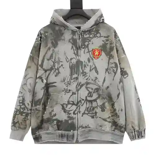 Blcg 23ss Manchester United joint graffiti zipper cardigan sweatshirt.