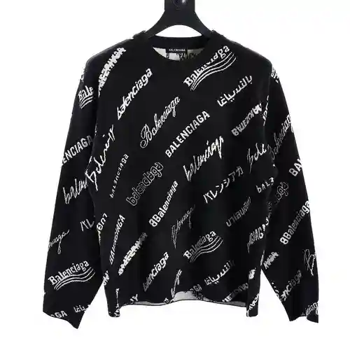 BLCG23 SS suéter con cuello redondo y estampado integral de letras