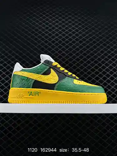 22 Louis Vuitton x Nike Air Force Low Zapatillas bajas Nike Air Force 1 de caña baja amarillas, verd