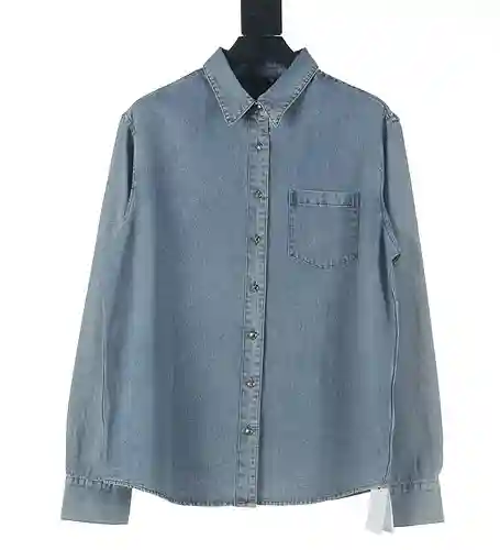 Croixin CH 23FW Chaqueta camisera vaquera de piel blanca de manga larga