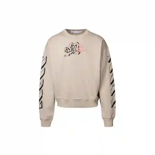 O*FF-W*HITE floral arm graffiti arrow print crew neck sweatshirt, same style for men and women
