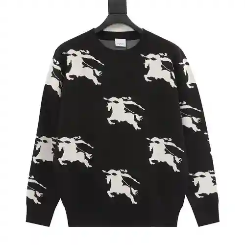 BBR 23Fw suéter con cuello redondo en jacquard con diseño de caballo de guerra