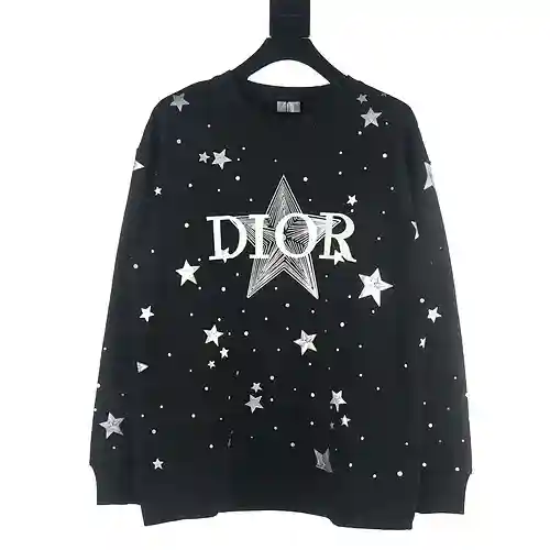 Sudadera con cuello redondo y estrella de cinco puntas plateada Dior CD 23Fw