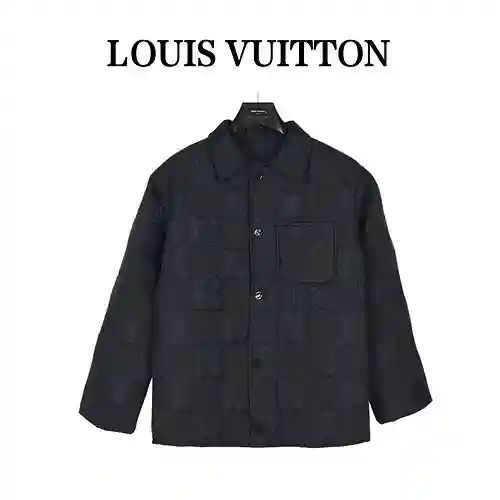 Chaqueta de algodón con diseño de cuadros tridimensionales LV/Louis Vuitton 23Fw