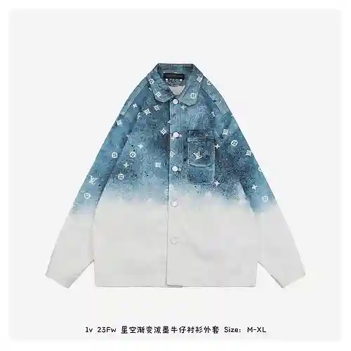 1v 23Fw starry sky gradient splash ink denim shirt jacket