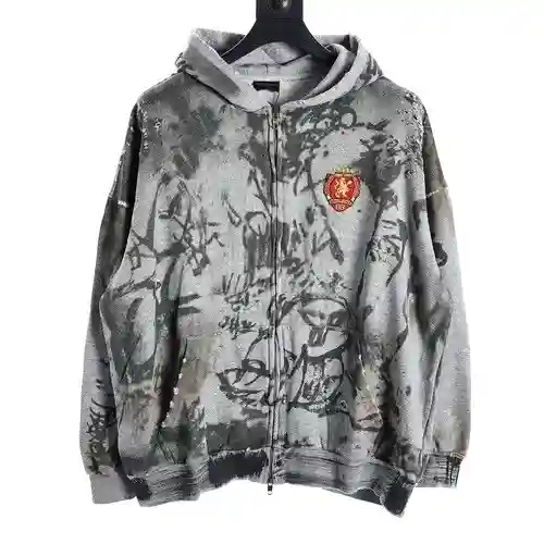 Sudadera tipo cárdigan con cremallera y grafiti conjunto del Manchester United BLCG (flor de contrap