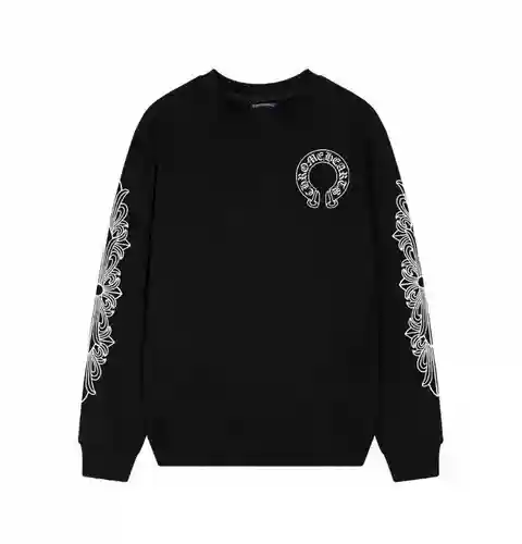 CH/Cro Heart Horseshoe floral arm print round neck sweatshirt, same style for men and women