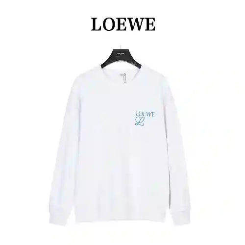 Sudadera con cuello redondo y bordado en contraste tridimensional con logo de bolsillo de Loe*we/Luo