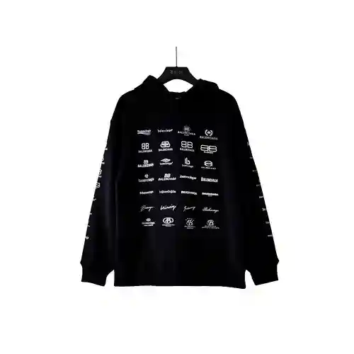 BLCG/Balenciaga 23Fw multi-label all-over printed hooded sweatshirt