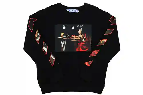 O*FF-W*HITE C/O VIRGIL ABLOH Caravaggio religious oil painting printed round neck sweatshirt, same s