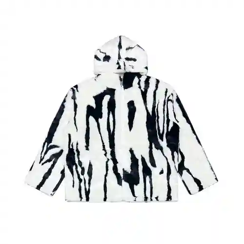 Chaqueta de una pieza con capucha y pelo de conejo con estampado de cebra MM6 Margiela