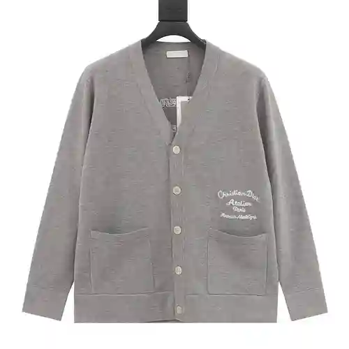 CD 23Fw front and back signature embroidered cardigan sweater