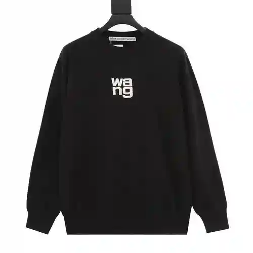 AW/Alexander Wang 23Fw suéter con cuello redondo y letras bordadas