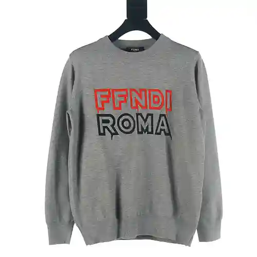 Fen*di/Fendi FD 23Fw jersey con cuello redondo y letras bordadas