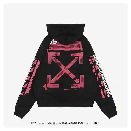 Sudadera con capucha y estampado de graffiti con flechas rosas OW 19Fw 99