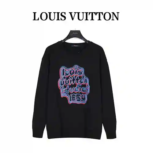 Sudadera con cuello redondo y algodón bordado estilo geométrico LV/Louis Vuitton 23ss