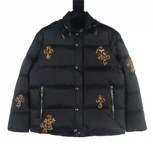 Chaqueta de plumas cruzada de leopardo CH/Cro Heart CH