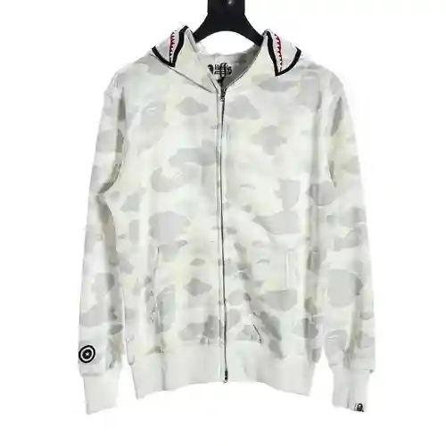 Sudadera con capucha luminosa de patchwork de camuflaje blanco y negro clásica BA*PE