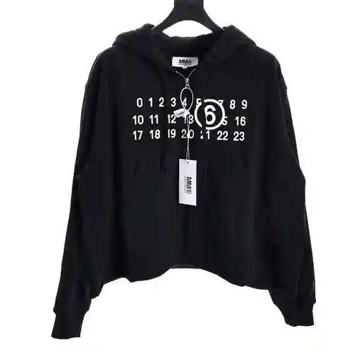 MM6 23FW fluorescent letter hooded sweatshirt