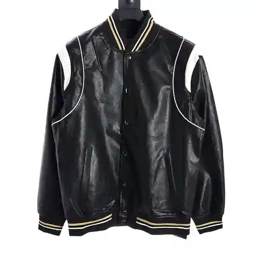 GVC/Givenchy three-dimensional LOGO leather sleeve jacket