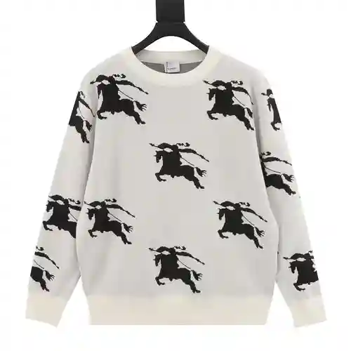 BBR 23Fw suéter con cuello redondo en jacquard con diseño de caballo de guerra