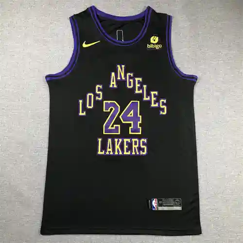 Lakers No. 24 Kobe Bryant Camiseta negra edición City de la 24.a temporada