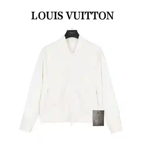 LV/Louis Vuitton 23Fw leather and nylon reversible belted jacket