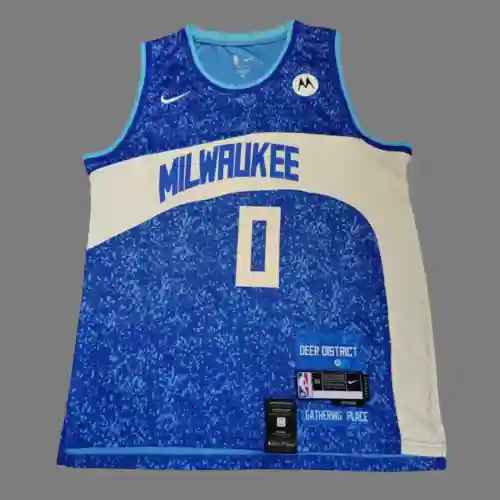 Camiseta Bucks No. 0 Lillard Azul 24 Nueva Temporada Edición Ciudad