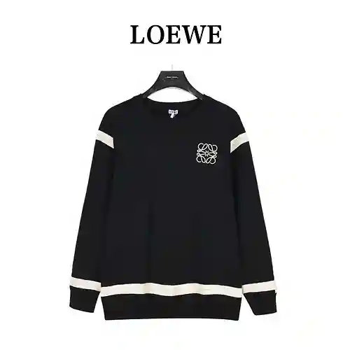 Loe*we/Luo Yiwei 23Fw color-blocked braided webbing embroidered round neck suit sweatshirt