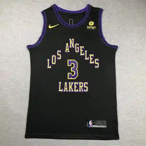 Camiseta Lakers No. 3 Davis Black 24.a temporada City Edition