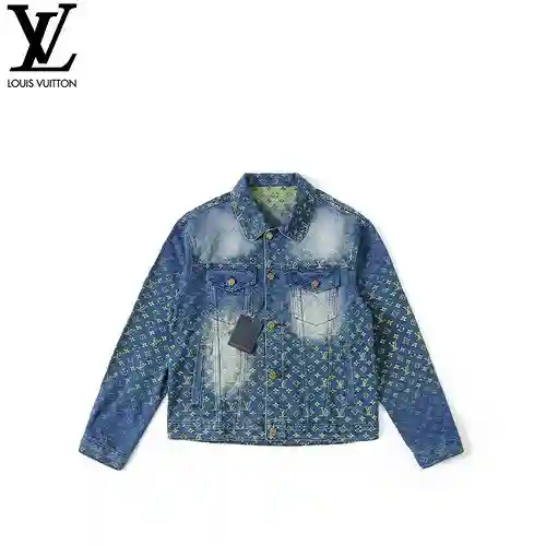 lv/Louis Vuitton 23ss all-over printed jacquard gradient denim jacket