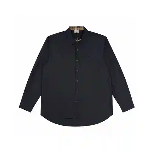 BBR/ Burberry Camisa de manga larga con bordado TB a cuadros de color liso