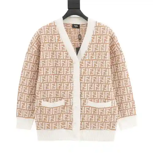 Fen*di/Fendi 22Fw Jersey tipo cárdigan con doble F en jacquard