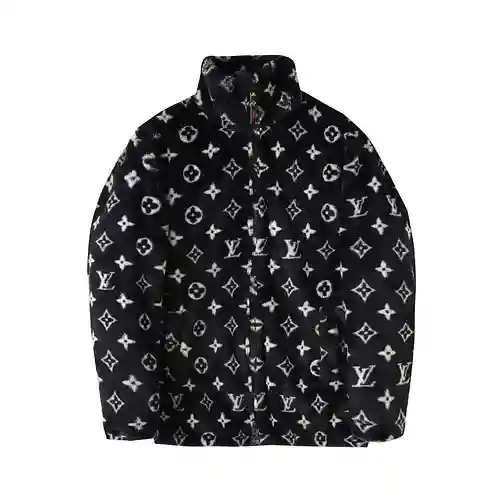 LV22SS nueva chaqueta de lana de cordero con piel de cordero y logo con letras estampadas