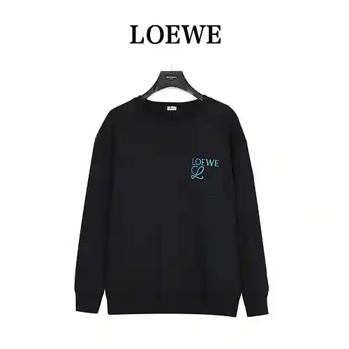 Sudadera con cuello redondo y bordado en contraste tridimensional con logo de bolsillo de Loe*we/Luo
