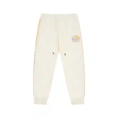LOE*WE Loewei color block letters embroidered trousers with hems