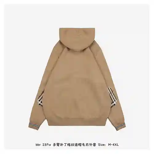 bbr 23Fw chaqueta estilo suéter a cuadros con capucha y parche en el brazo