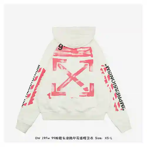 Sudadera con capucha y estampado de graffiti con flechas rosas OW 19Fw 99