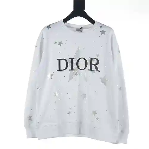 Sudadera con cuello redondo y estrella de cinco puntas plateada Dior CD 23Fw