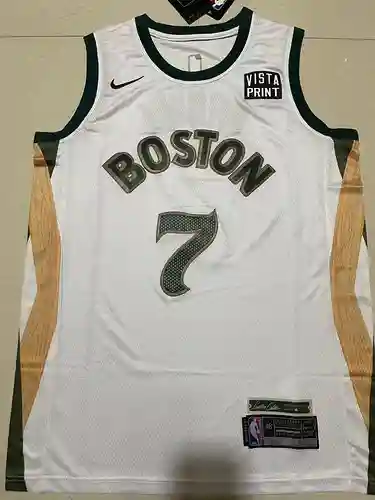 Camiseta de la 24ª temporada blanca de los Celtics No. 7 Jaylen Brown